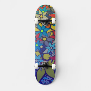 Trendigets Blommönster nr 8 Old School Skateboard Bräda 18 Cm