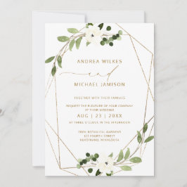Trendigets bröllopsinbjudan Geometric Greenery Fau Inbjudningar