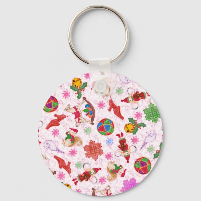 Trendigets Chic Färgfull Helgdag Julprydnad Nyckelring (Framsida)