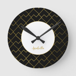 Trendigets Chic Geometric Golden Tiles Mönster Rund Klocka
