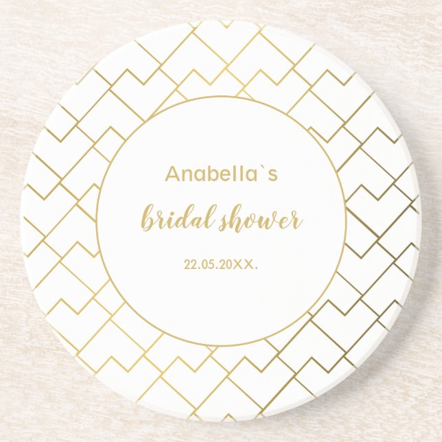 Trendigets Chic Geometric Golden White Underlägg (Framsidan)