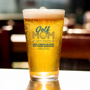 Trendigets Coola "GOLF MAMMA" Blue Typography Pint Glaskopp