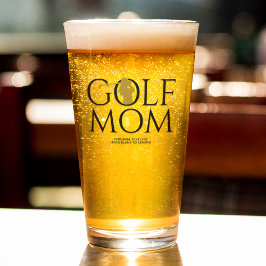 Trendigets Coola "GOLF MAMMA" Guld Pint Glaskopp