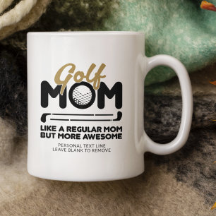 Trendigets Coola "GOLF MAMMA" Guld Typografi, punk Kaffemugg