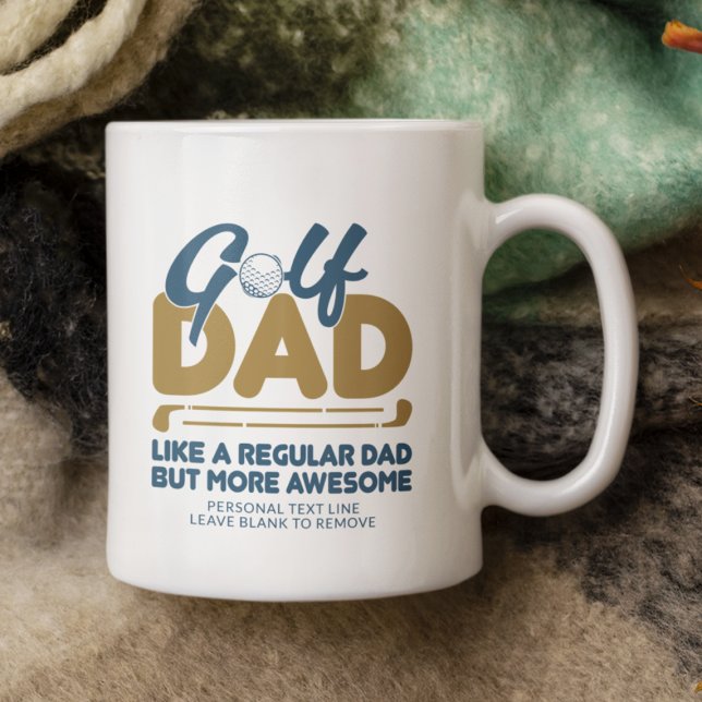 Trendigets Coola "GOLF PAPPA" Blue Typography Pint Kaffemugg (Skapare uppladdad)