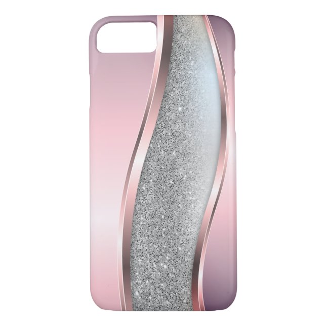 Trendigets Coola Rosa, Silver Glitter - Personlig Case-Mate iPhone Skal (Baksida)