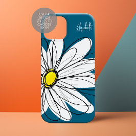 Trendigets Daisy Blommigt Illustration blått och g