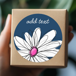 Trendigets Daisy Blommigt Illustration - flottan o Runt Klistermärke