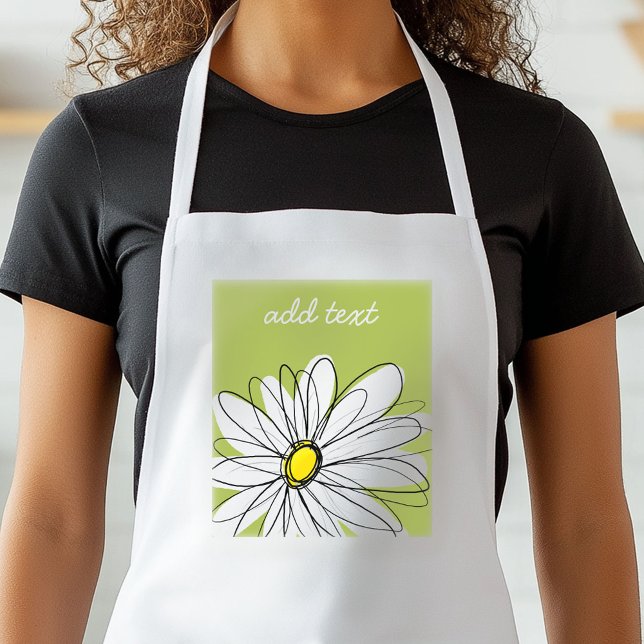Trendigets Daisy Blommigt Illustration - kalk och  Förkläde (Trendy Daisy Apron)