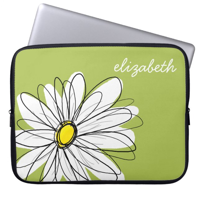 Trendigets Daisy Blommigt Illustration - kalk och  Laptop Fodral (Framsidan)