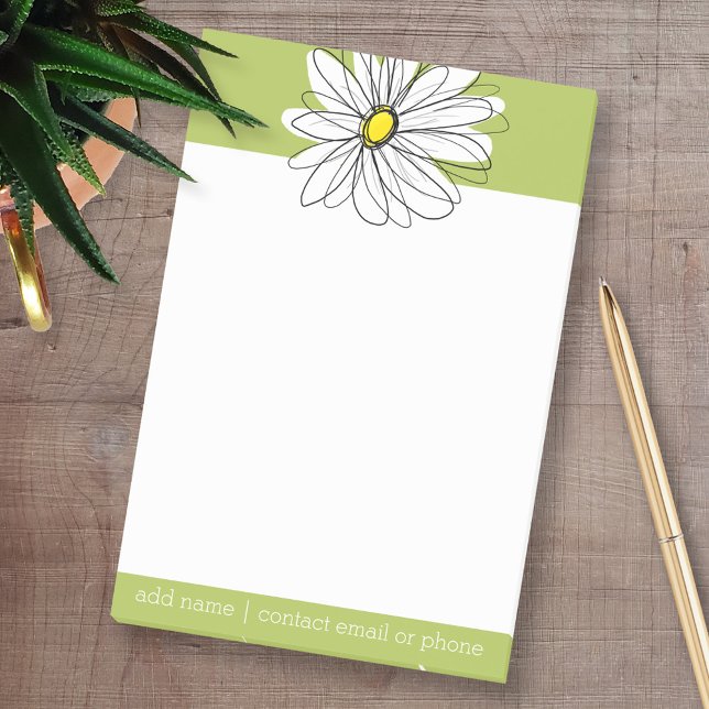 Trendigets Daisy Blommigt Illustration - kalk och  Post-it Block (Custom Post-it Note Pads - Add your name and other text)