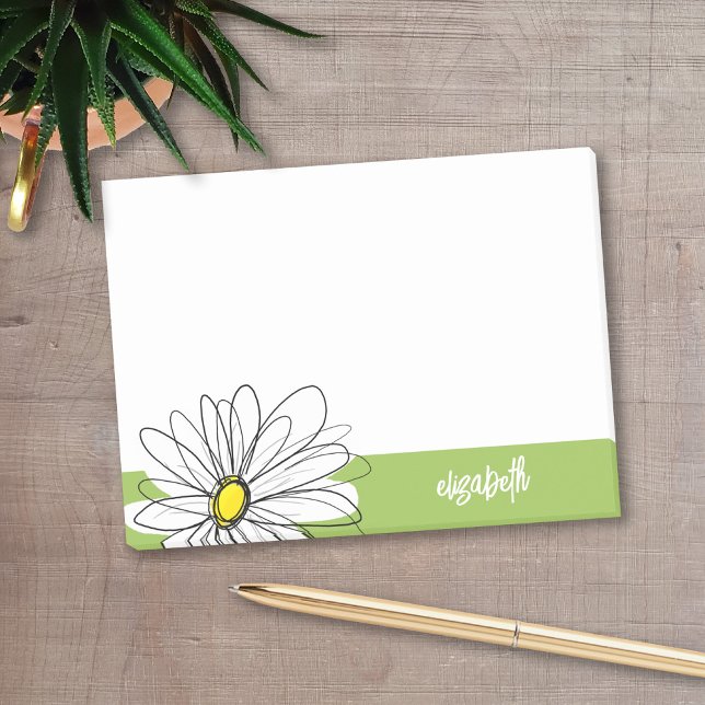 Trendigets Daisy Blommigt Illustration - kalk och  Post-it Block (Personalized post-it notes with a monogram and whimsical daisy drawing - low quantity available)