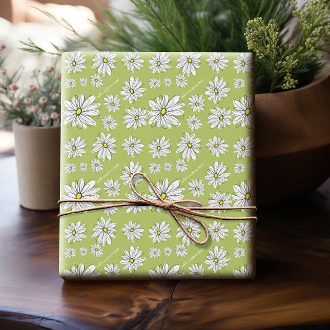 Trendigets Daisy Blommigt Illustration - kalk och  Presentpapper (Personalized Wrapping Paper)