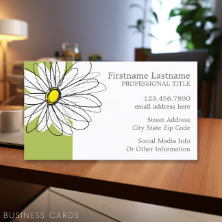 Trendigets Daisy Blommigt Illustration - kalk och  Visitkort