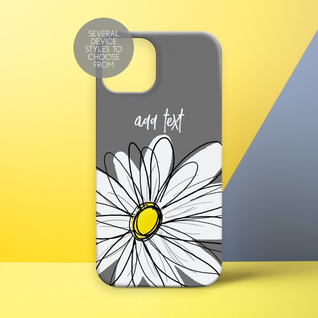 Trendigets Daisy med grått och gult (Whimsical Daisy Personalized Phone Case)