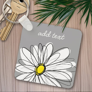 Trendigets Daisy med grått och gult Nyckelring