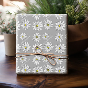 Trendigets Daisy med grått och gult Presentpapper