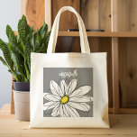 Trendigets Daisy med grått och gult Tygkasse<br><div class="desc">En namn,  ett monogram eller en annan anpassningsbar biet. Om du vill flytta runt bilden klickar du på knappen Anpassa för att göra ändringar.</div>