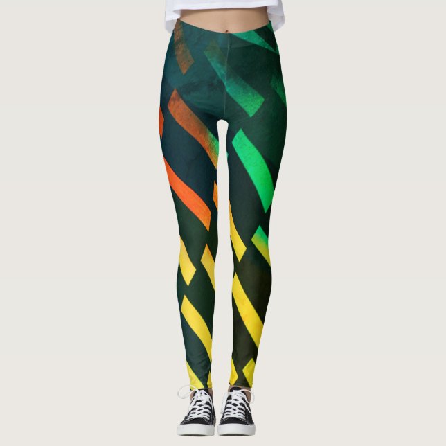 Trendigets diagonala geometri - leggings (Framsida)
