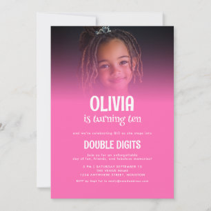 Trendigets Dubbla Digits Photo Shock rosa 10:e Par Inbjudningar