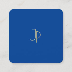 Trendigets Elegant Deep Blue Modern Monogram-mall Fyrkantigt Visitkort