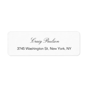 Trendigets Elegant Hand Writing White Business Returadress Etikett