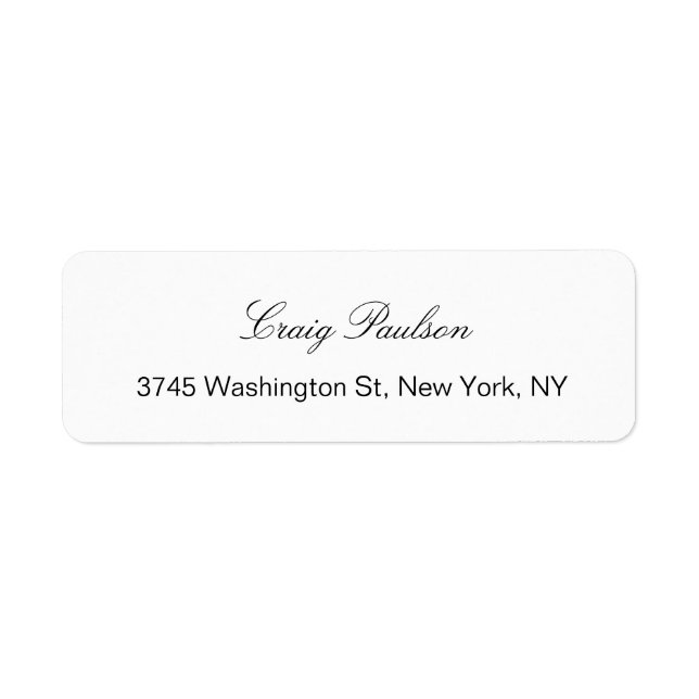 Trendigets Elegant Hand Writing White Business Returadress Etikett (Framsidan)