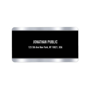 Trendigets Elegant Modern Glamor Black och Silver Adressetikett