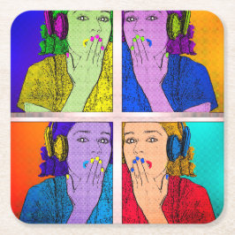 Trendigets färgfulla Retro Photo Art-design Underlägg Papper Kvadrat