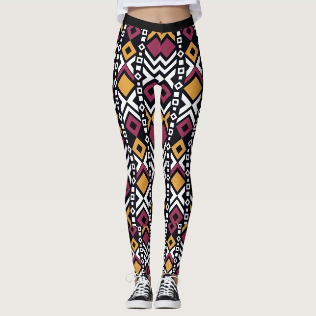 Trendigets geometriska färgämnen leggings (Framsida)