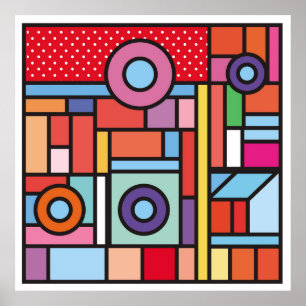 Trendigets geometriska inslag efterliknar. Retrost Poster