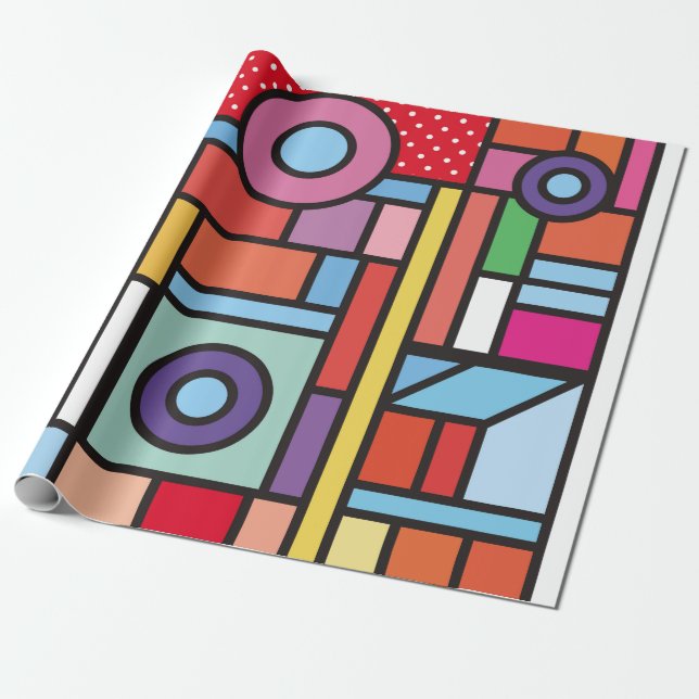 Trendigets geometriska inslag efterliknar. Retrost Presentpapper (Utrullad)