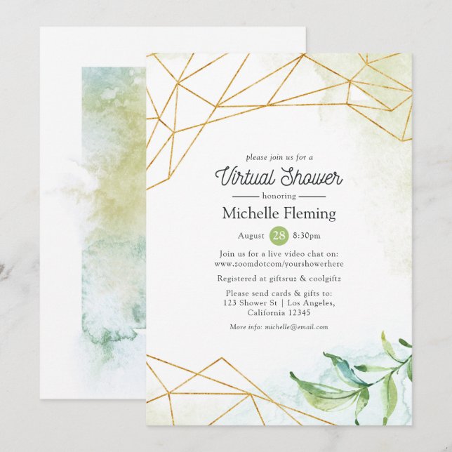 Trendigets geometriska Virtuella Baby eller Möhipp Inbjudningar (Fram/baksida)