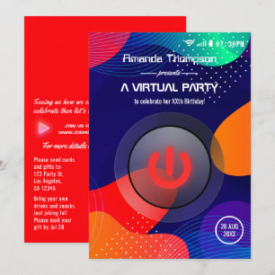 Trendigets geometriska Virtuella Födelsedagsfest Inbjudningar