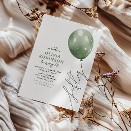 Trendigets Grönt Balloon 50:e födelsedag Inbjudningar