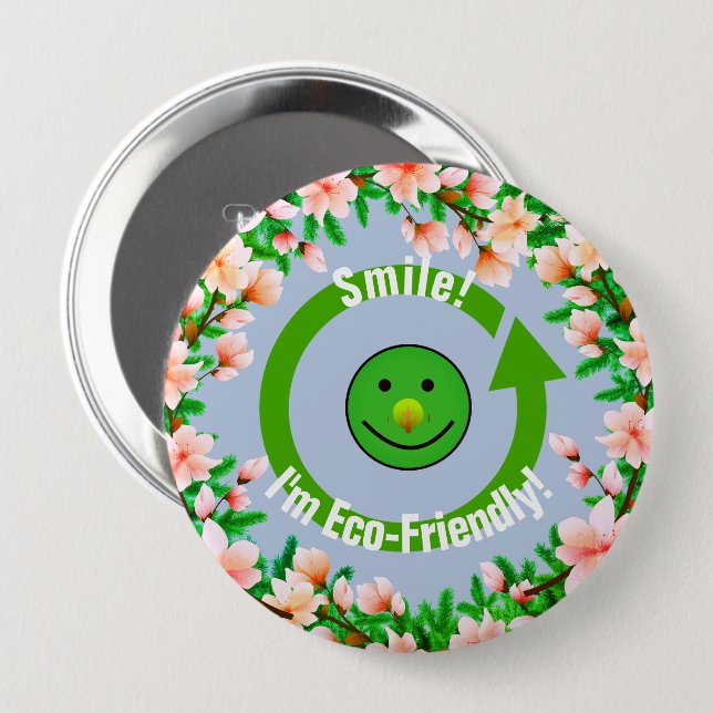 Trendigets Grönt Eco-Friendly Knapp (Framsida & baksida)