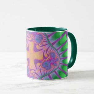 Trendigets Grönt, Lila och Orange Fractal Mugg