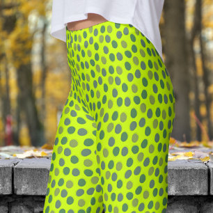 Trendigets Grönt och Lime Polka Dot Mönster Leggings