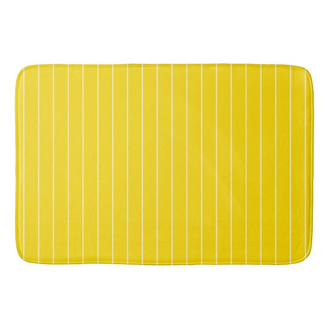 Trendigets Gult för modern Elegant - vit stripe Badrumsmatta (Framsidan)