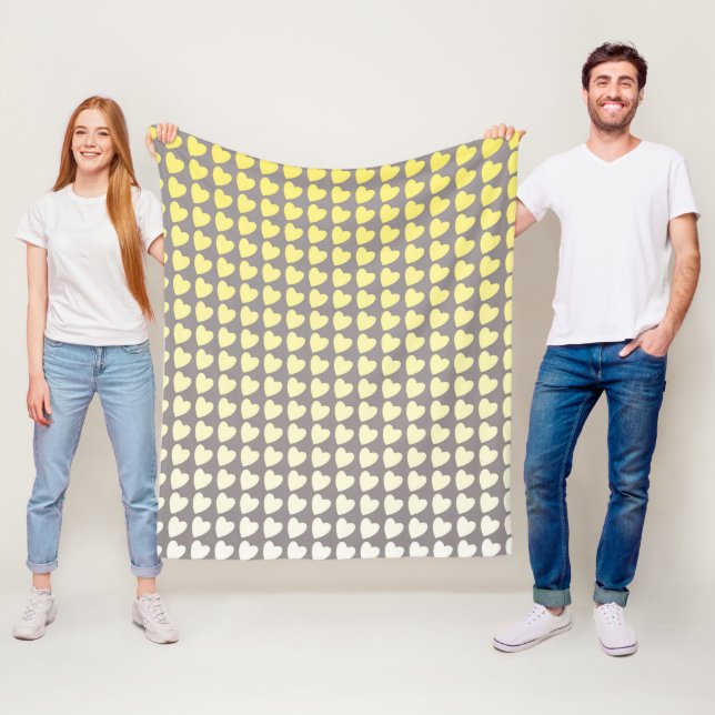 Trendigets Gult och Grått Hjärtgradient Mönster Fleecefilt (På plats)