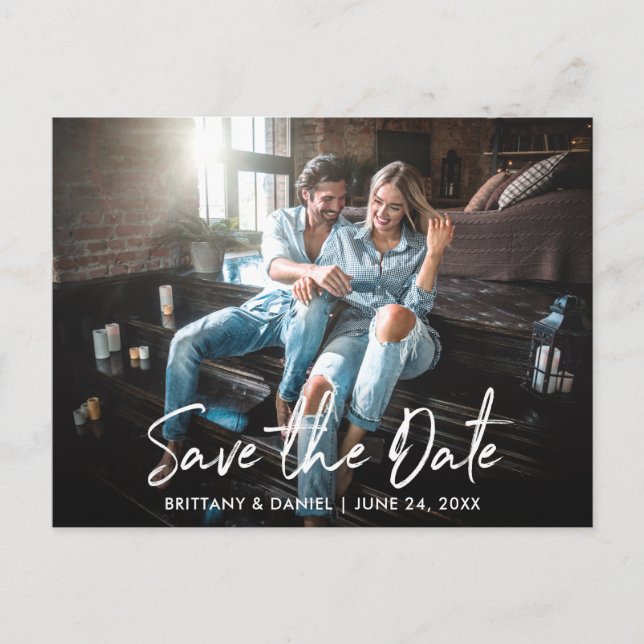 Trendigets handskrivna skript Spara datumfoto Vykort (Framsida)