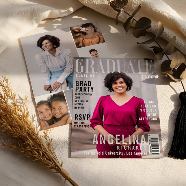 Trendigets magasin i Student Party Inbjudningar (The Graduate Trendy Magazine Cover Grad Party Invitation)