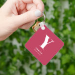 Trendigets Magenta Modern Monogram Namn Nyckelring<br><div class="desc">Nyckelkedja för trendigets Magenta,  modern Namn-monogram</div>