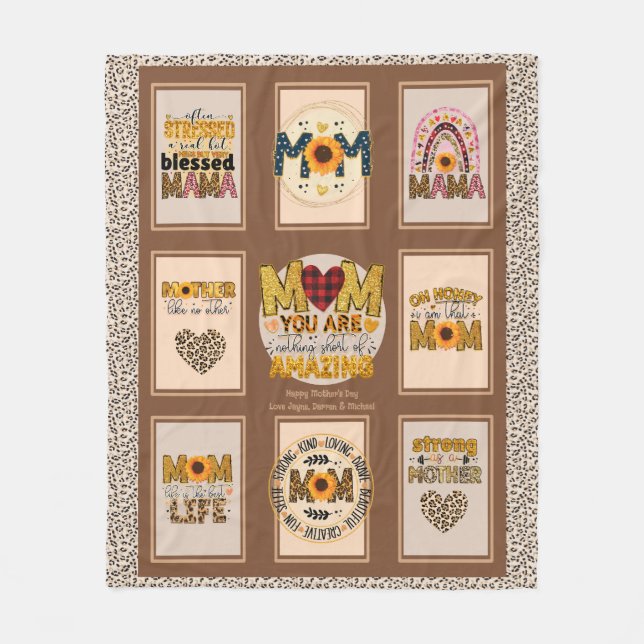 Trendigets Mamma! Anpassningsbar Leopard Skriv ut  Fleecefilt (Framsidan)