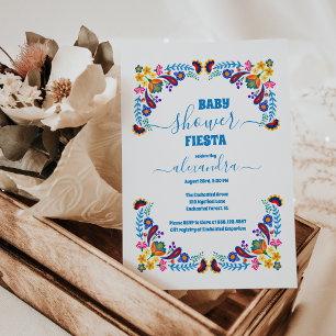 Trendigets mexikanska Blommigt Fiesta Girl Baby Sh Inbjudningar