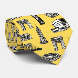 Trendigets moderna designstad mönster manar gult slips
