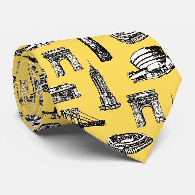 Trendigets moderna designstad mönster manar gult slips (Rullad)