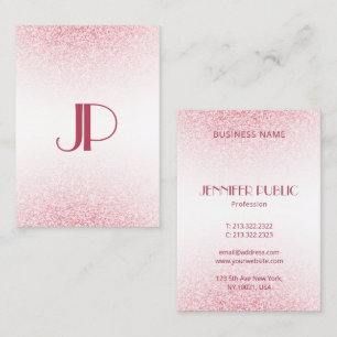 Trendigets moderna Elegant Rosa ros Guld Glitter Visitkort