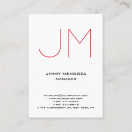 Trendigets moderna enkla vita monogram visitkort