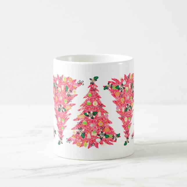 trendigets moderna färg festive julgran kaffemugg (Center)